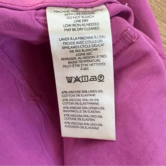 NWT Anthropologie The Colette Linen Cropped Wide Leg Pants Maeve Pink Rose 31 - Picture 9 of 13